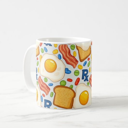 Funny Pharmacy Breakfast Rx Pattern Koffiemok (Voorkant links)