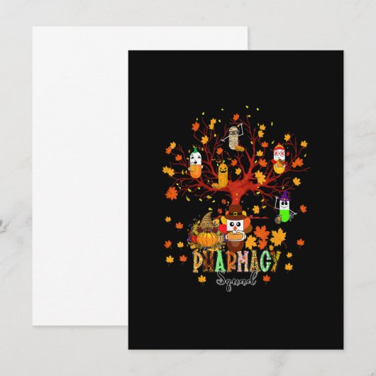Funny Pharmacy Squad Pumpkin Pill Autumn Tree dan Kaart (Voorkant / Achterkant)