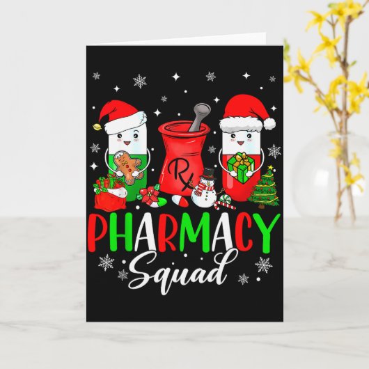 Funny Pharmacy Tech Squad Christmas Matching Holid Kaart (Gele Bloem)