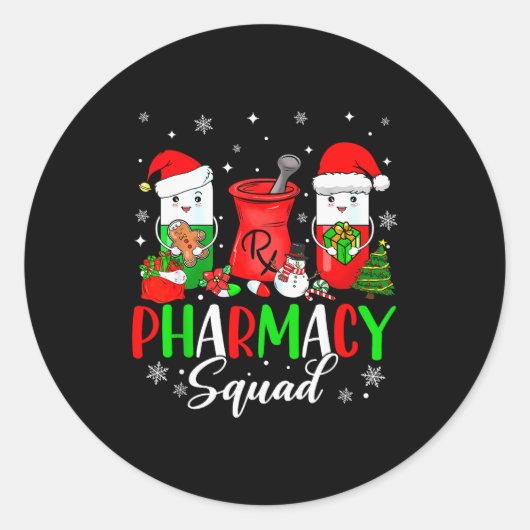 Funny Pharmacy Tech Squad Christmas Matching Holid Ronde Sticker (Voorkant)
