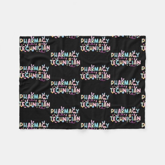 Funny Pharmacy Technicia Bunny Pharmacist Happy Fleece Deken (Voorkant (Horizontaal))