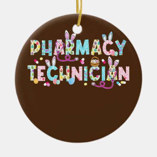 Funny Pharmacy Technicia Bunny Pharmacist Happy Keramisch Ornament (Voorkant)