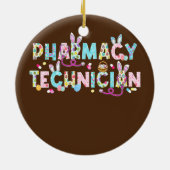 Funny Pharmacy Technicia Bunny Pharmacist Happy Keramisch Ornament (Achterkant)