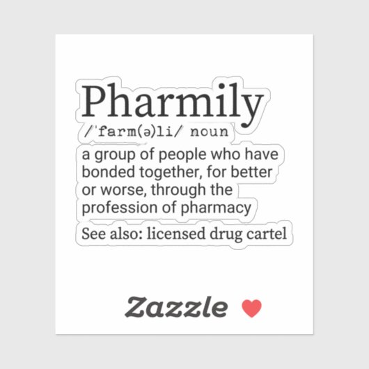 Funny Pharmily Definition, apotheker Sticker (Vel)