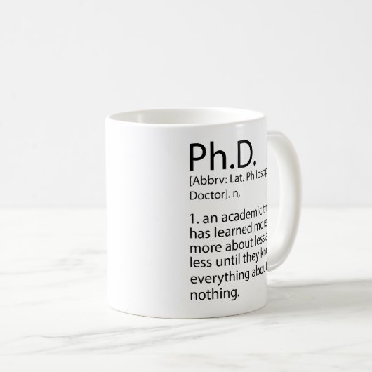 Funny PhD Definition Dictionary, Cool PhD Koffiemok (Voorkant rechts)