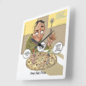Funny Philosophy Deep Dish Pizza Wall Clock Vierkante Klok (Hoek)