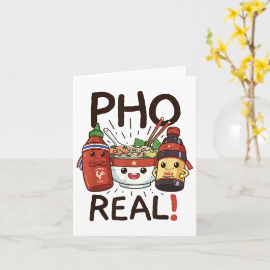 Funny Pho Threads Co. Fun Vietnamese Pho Noodle So Kaart (Gele Bloem)