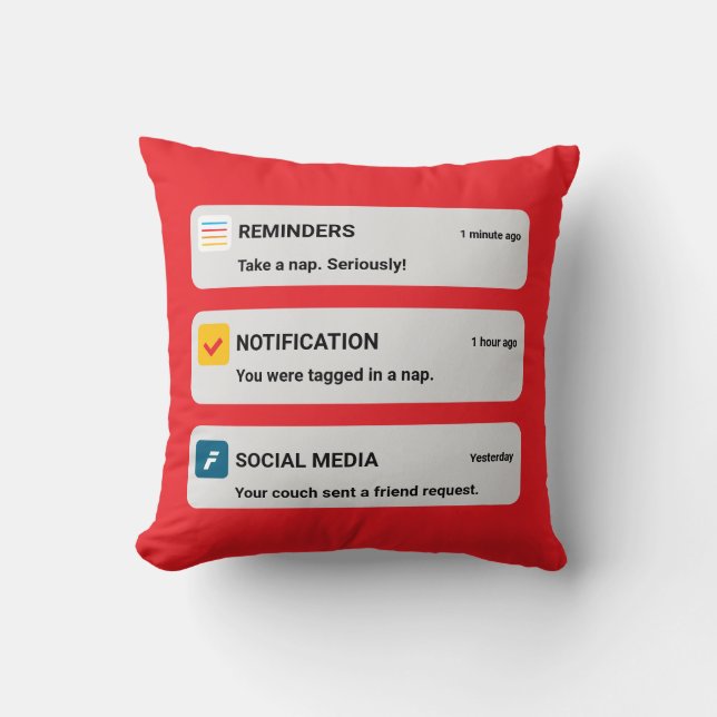 Funny Phone Notification Throw Pillow Kussen (Voorkant)