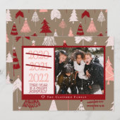 Funny Photo 2021 2022 Cute Pink-kerstbomen Feestdagenkaart (Voorkant / Achterkant)