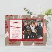 Funny Photo 2021 2022 Cute Pink-kerstbomen Feestdagenkaart (Staand voorkant)