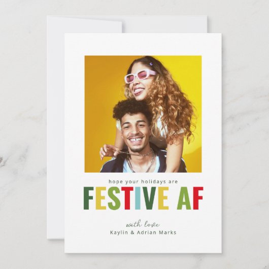 Funny Photo Christmas Kaart Festive AF (Voorkant)