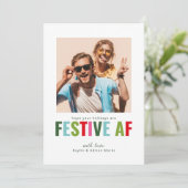 Funny Photo Christmas Kaart Festive AF (Staand voorkant)
