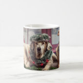 Funny Photo Dogs in kerstAntlers en hoofdkleding Koffiemok (Center)