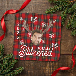 Funny Photo Face Blitzened Christmas Custom Gift Kartonnen Onderzetters