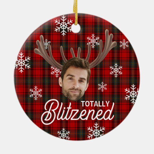 Funny Photo Face Blitzened Christmas Custom Gift Keramisch Ornament (Achterkant)