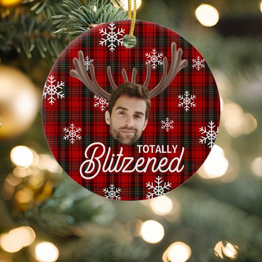 Funny Photo Face Blitzened Christmas Custom Gift Keramisch Ornament
