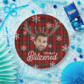 Funny Photo Face Blitzened Christmas Custom Gift Papieren Bordje (Feest)