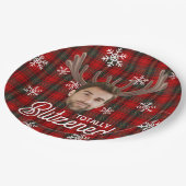 Funny Photo Face Blitzened Christmas Custom Gift Papieren Bordje (Gekanteld)