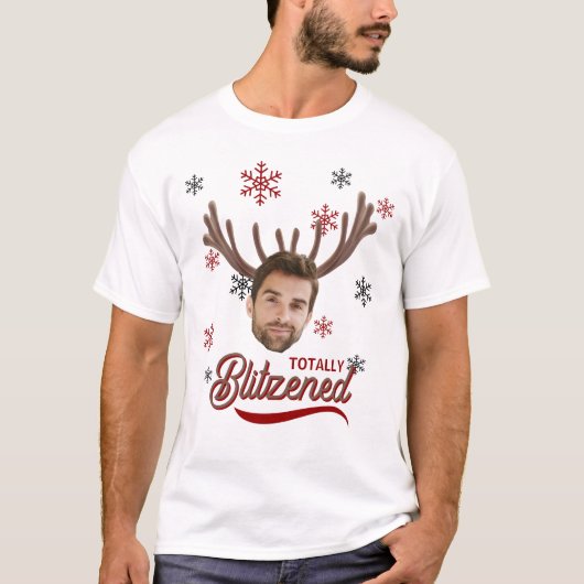 Funny Photo Face Blitzened Christmas Custom Gift T-shirt (Voorkant)
