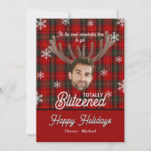 Funny Photo Face Blitzened Sarcastic Christmas Feestdagenkaart (Voorkant)