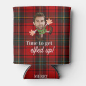 Funny Photo Face Elfed Up Christmas Custom Gift Blikjeskoeler (Voorkant)