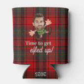 Funny Photo Face Elfed Up Christmas Custom Gift Blikjeskoeler (Achterkant)