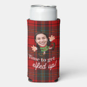 Funny Photo Face Elfed Up Christmas Custom Gift Seltzer Blikjeskoeler (Seltzer Voorkant)