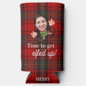 Funny Photo Face Elfed Up Christmas Custom Gift Seltzer Blikjeskoeler (Voorkant)