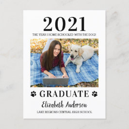 Funny Photo Home School Dog Class 2021 Afstuderen Uitnodiging Briefkaart
