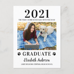 Funny Photo Home School Dog Class 2021 Afstuderen Uitnodiging Briefkaart