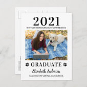 Funny Photo Home School Dog Class of 2021 Afstuder Aankondigingskaart (Voorkant / Achterkant)