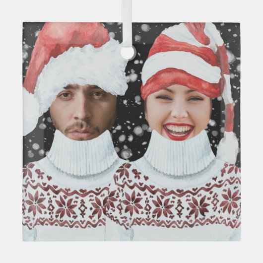 Funny Photo Personalized Christmas Glas Ornament (Voorkant)