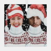 Funny Photo Personalized Christmas Glas Ornament (Achterkant)