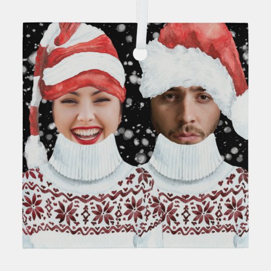 Funny Photo Personalized Christmas Glas Ornament (Achterkant)