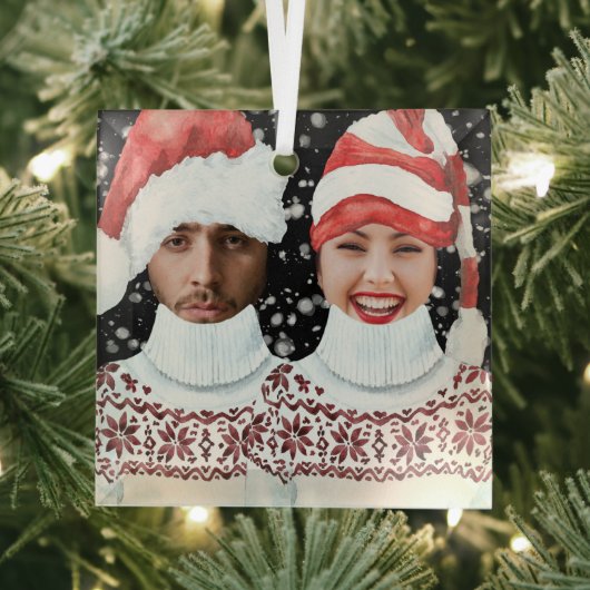 Funny Photo Personalized Christmas Glas Ornament (Insitu)