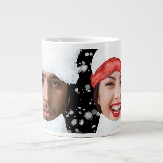 Funny Photo Personalized Kerstmis Grote Koffiekop (Voorkant)