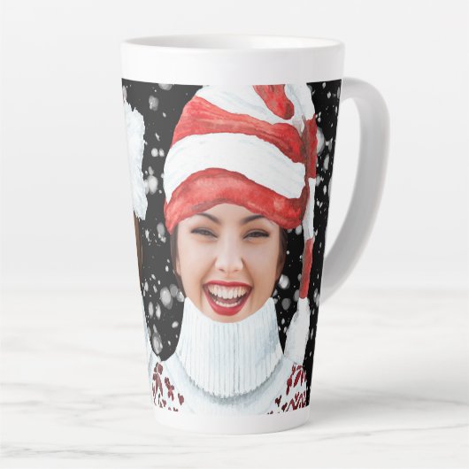Funny Photo Personalized Kerstmis Latte Mok (Rechterhoek)