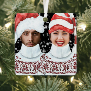 Funny Photo Personalized Kerstmis Metalen Ornament
