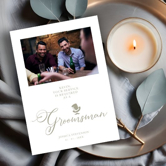 Funny Photo proposal Gray Wedding Groomsman