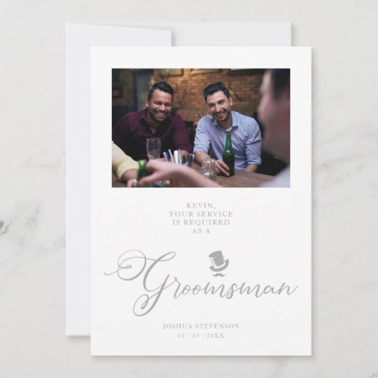 Funny Photo proposal Gray Wedding Groomsman (Voorkant)