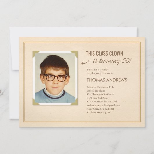 Funny Photo Surprise Birthday Party Invitations Kaart (Voorkant)