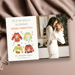 Funny Photo Winter Kerstmis hoort Ugly Sweater Feestdagenkaart