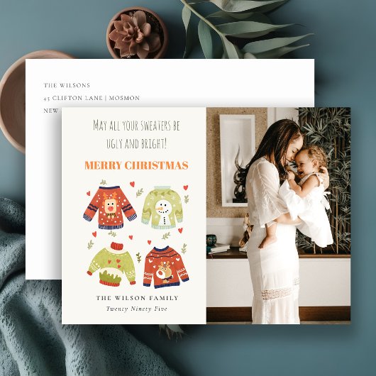 Funny Photo Winter Kerstmis hoort Ugly Sweater Feestdagenkaart
