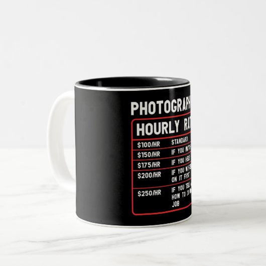 Funny Photographer Hourly Rate Mok (Voorkant links)