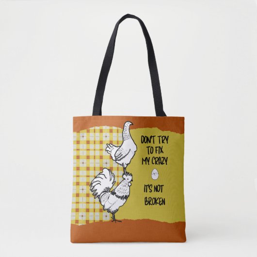 Funny Phrase Haan Kip Geel Sinaasappel Plaid Tote Bag (Voorkant)