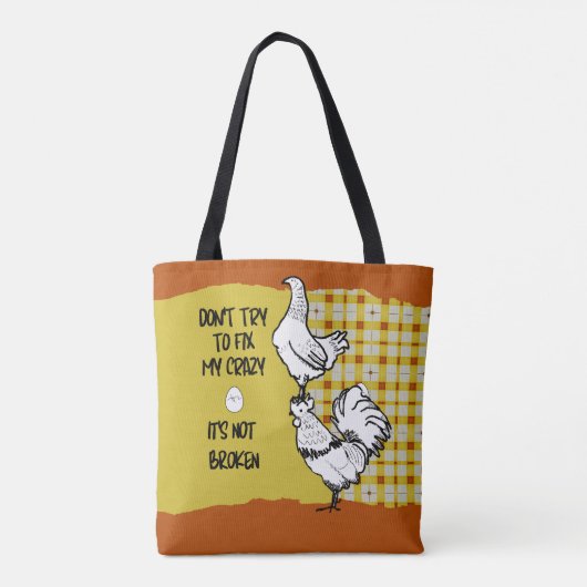 Funny Phrase Haan Kip Geel Sinaasappel Plaid Tote Bag (Achterkant)