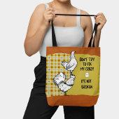 Funny Phrase Haan Kip Geel Sinaasappel Plaid Tote Bag