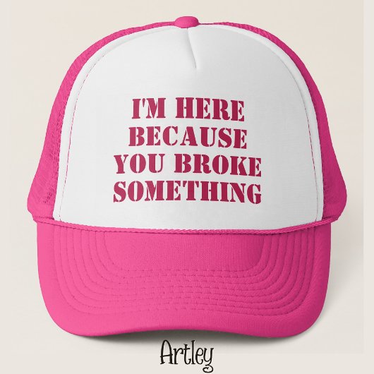 Funny Phrase Handyman Dad Joke Pink Trucker Pet