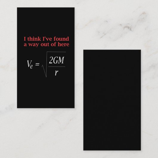 Funny Physics Joke Escape Velocity Science Visitekaartje (Voorkant / Achterkant)