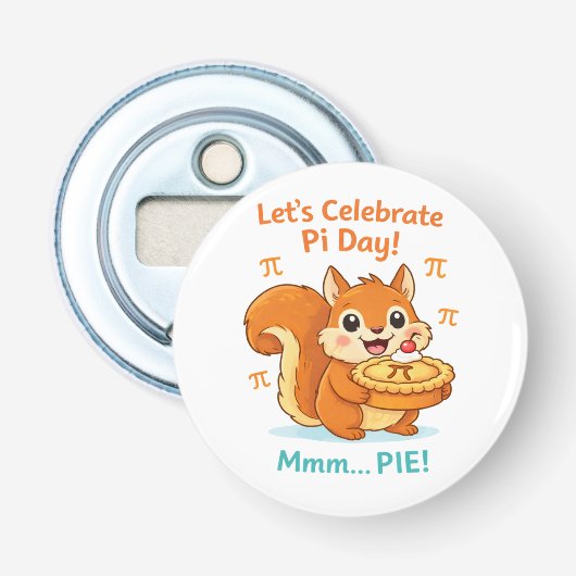 Funny Pi Day Animal with Pie – Math Lover Gift Button Flesopener (Voorkant)
